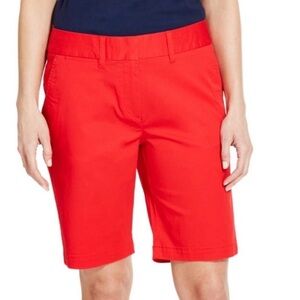 Izod Womens red Bermuda mid rise lightweight sweatwicking golf shorts size 8